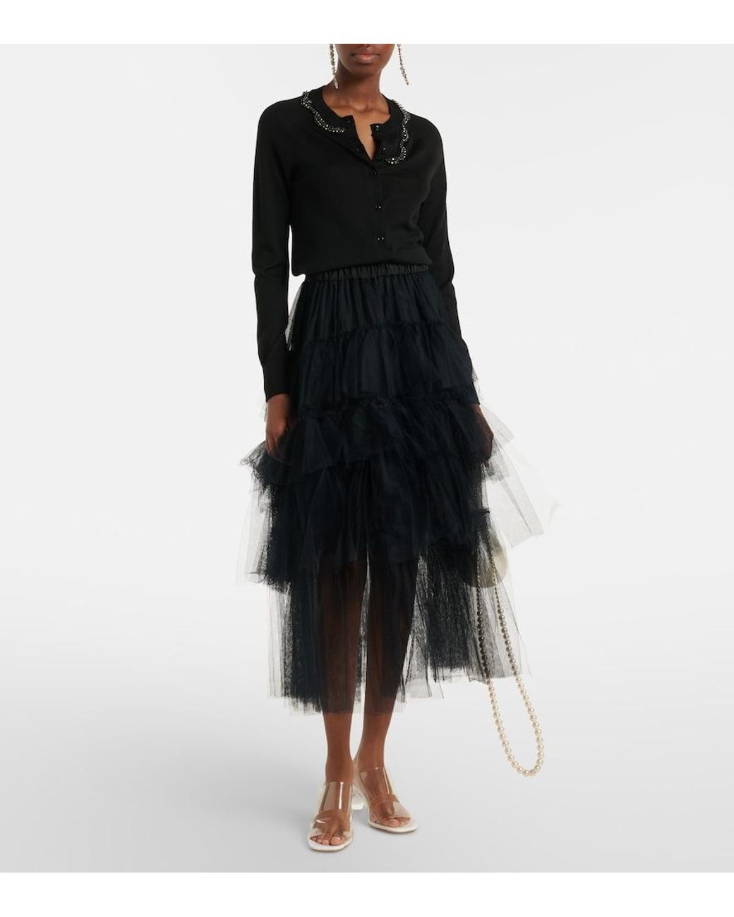 Simone Rocha Blue Embellished Wool And Silk Cardigan