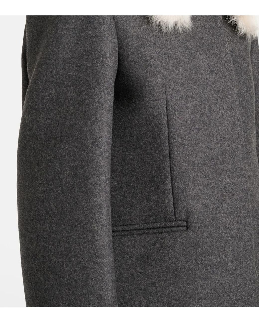 Totême Black Shearling-Trimmed Wool-Blend Jacket