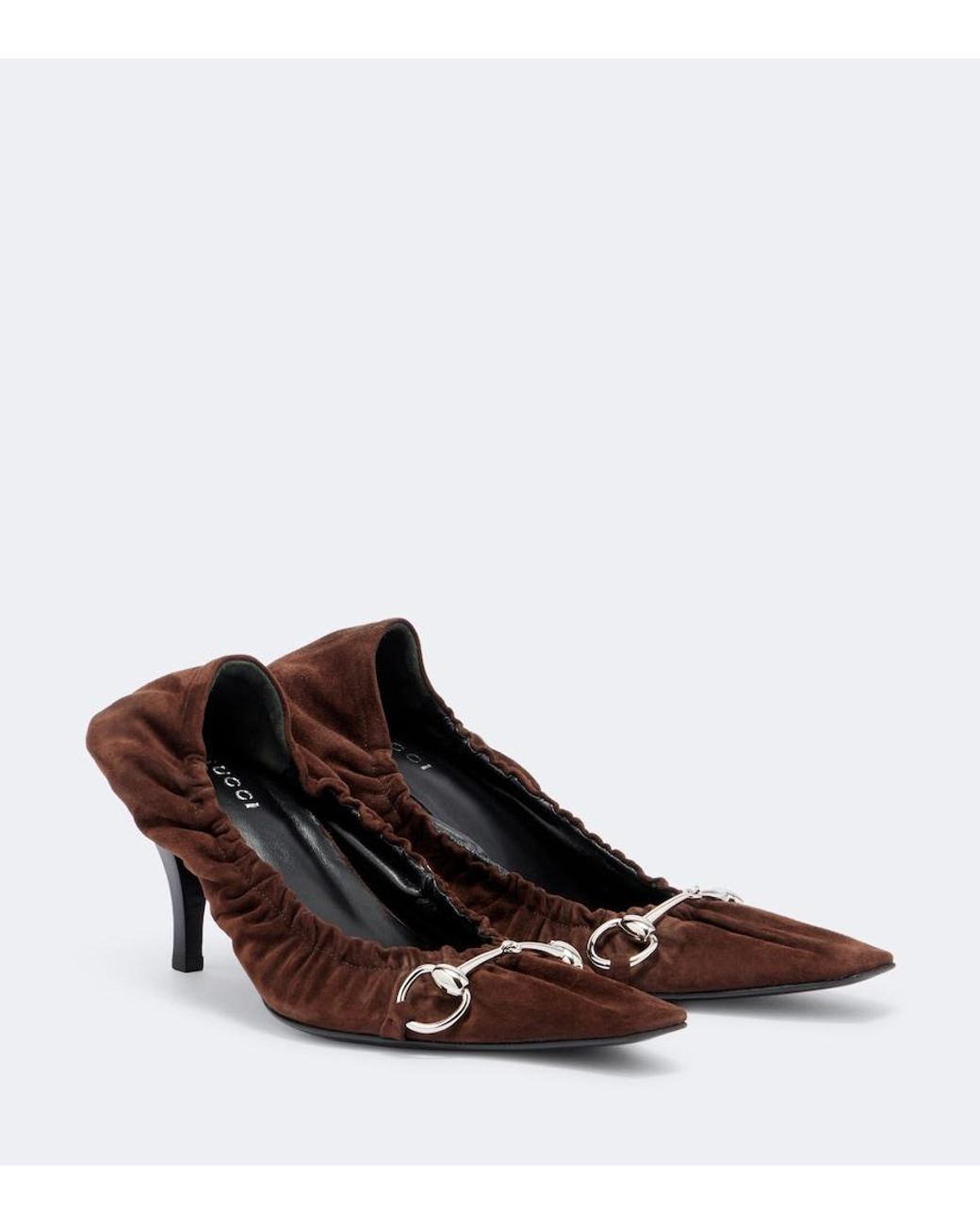 Gucci Brown Vittoria Horsebit Suede Pumps