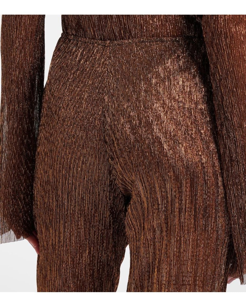 Cala De La Cruz Brown Dries Lame Flared Pants