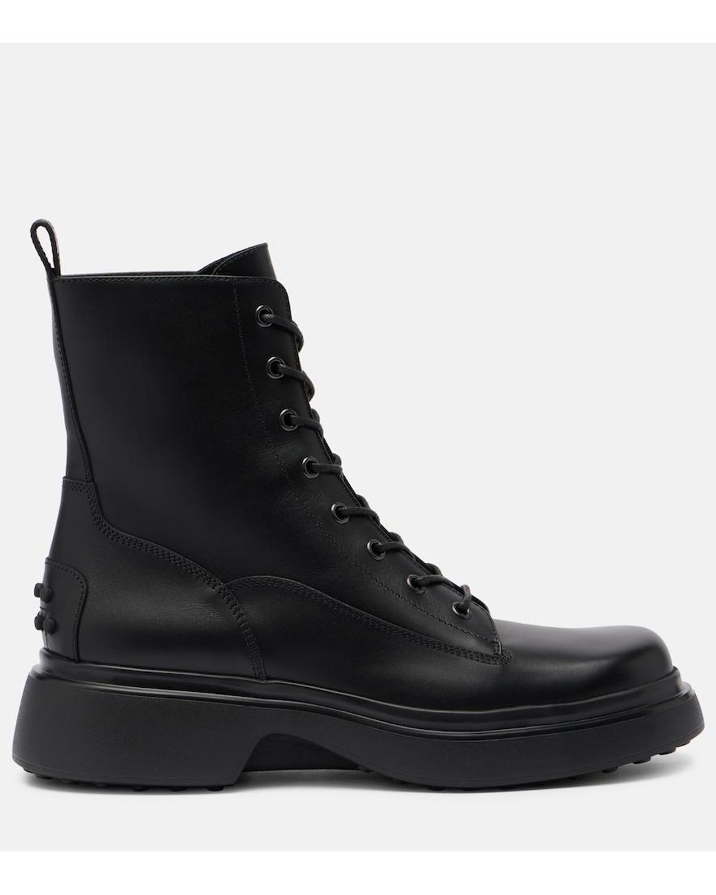 Tod's Black Leather Combat Boots