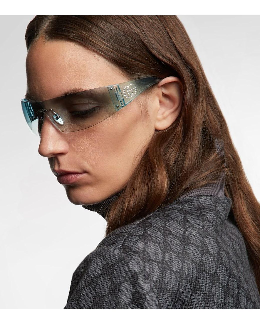 Gucci Blue Leonie Interlocking G Mask Sunglasses