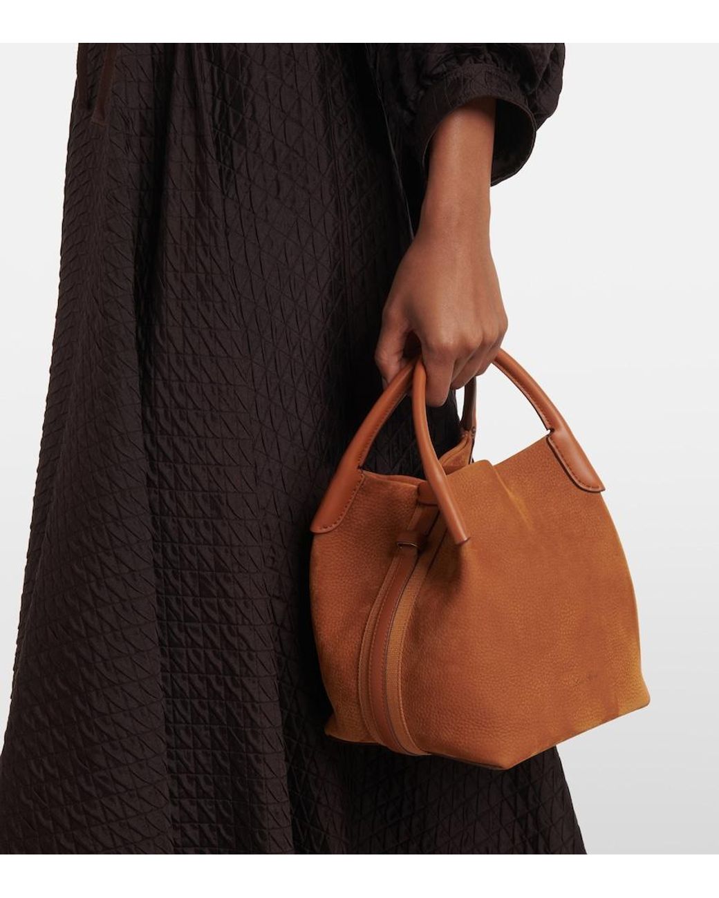 Loro Piana Brown Bale Small Leather Tote Bag