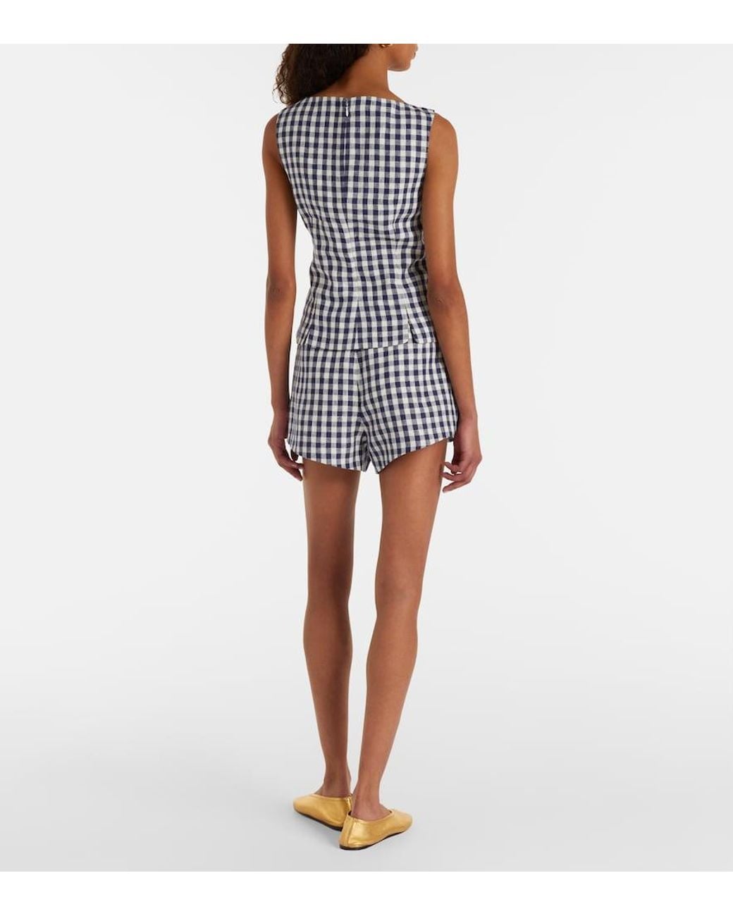 Posse White Sadie Gingham Linen Shorts