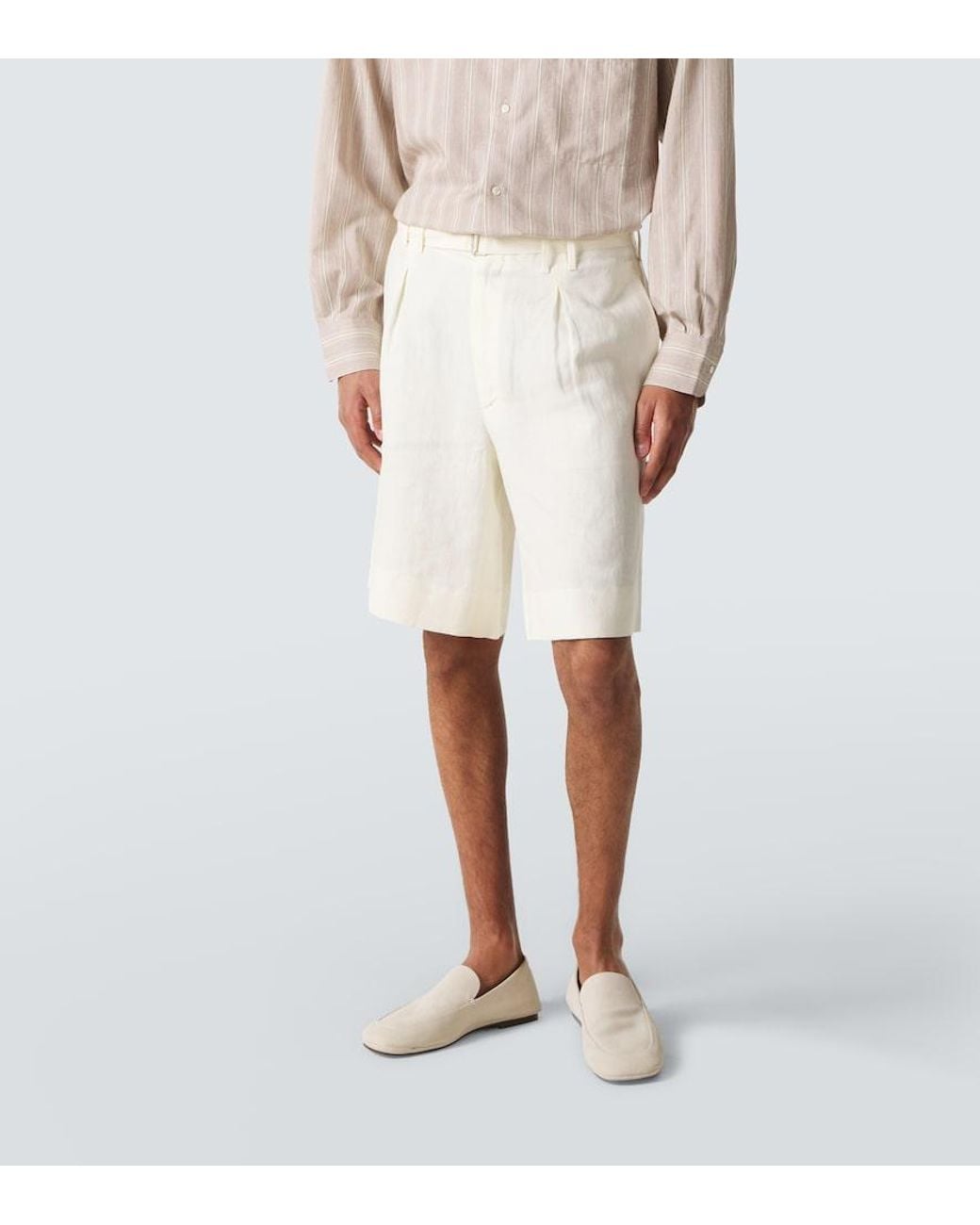 Bermudas De Lino Con Cinturon STÒFFA de hombre de color White