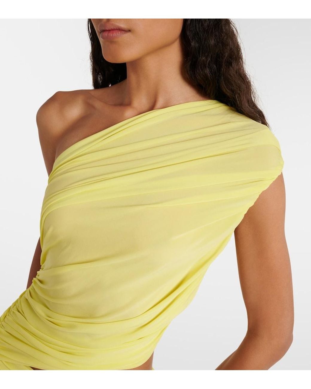 Alaïa Yellow Ruched Cutout Jersey Gown
