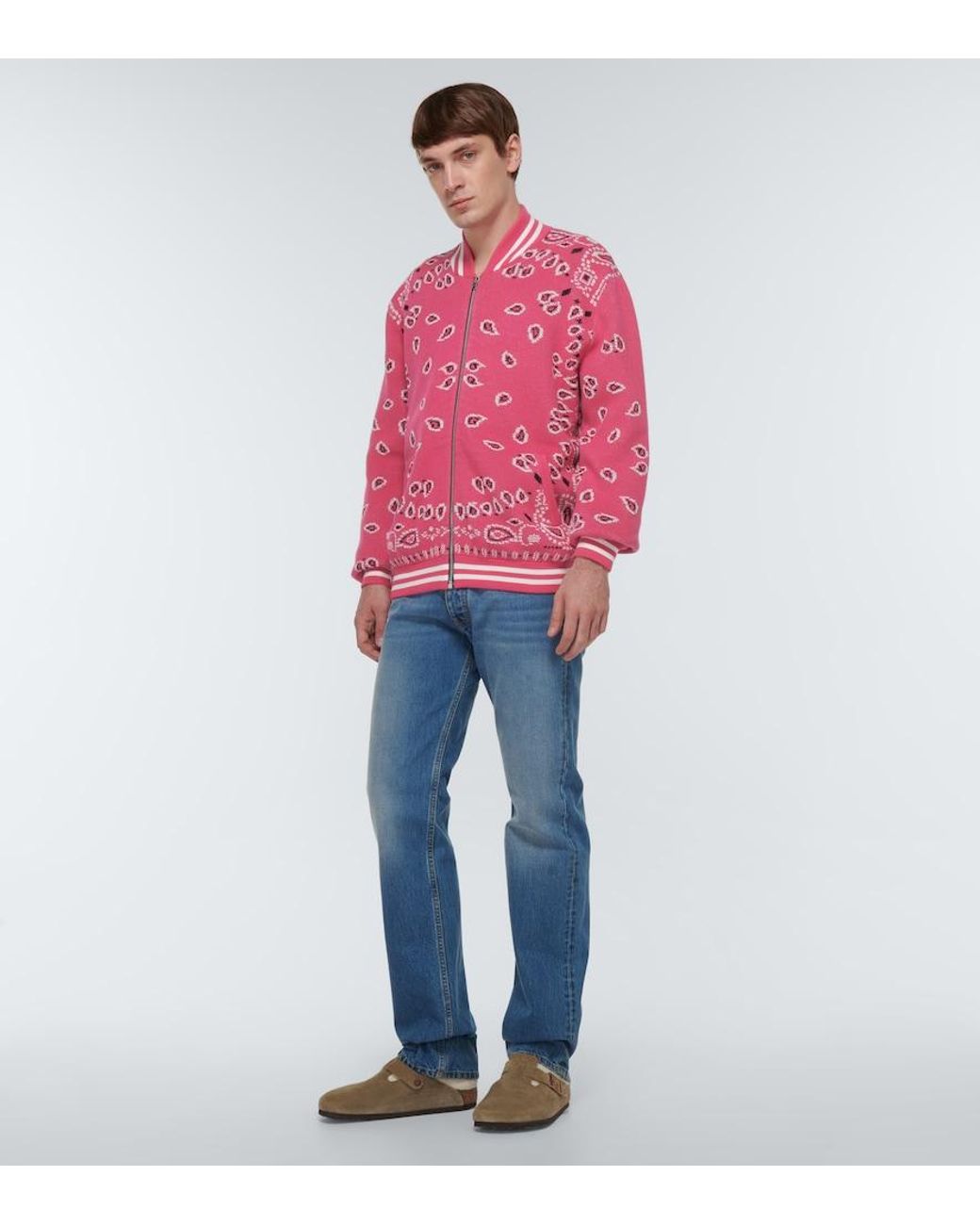 Alanui Pink Bandana Jacquard Cotton Bomber Jacket for men