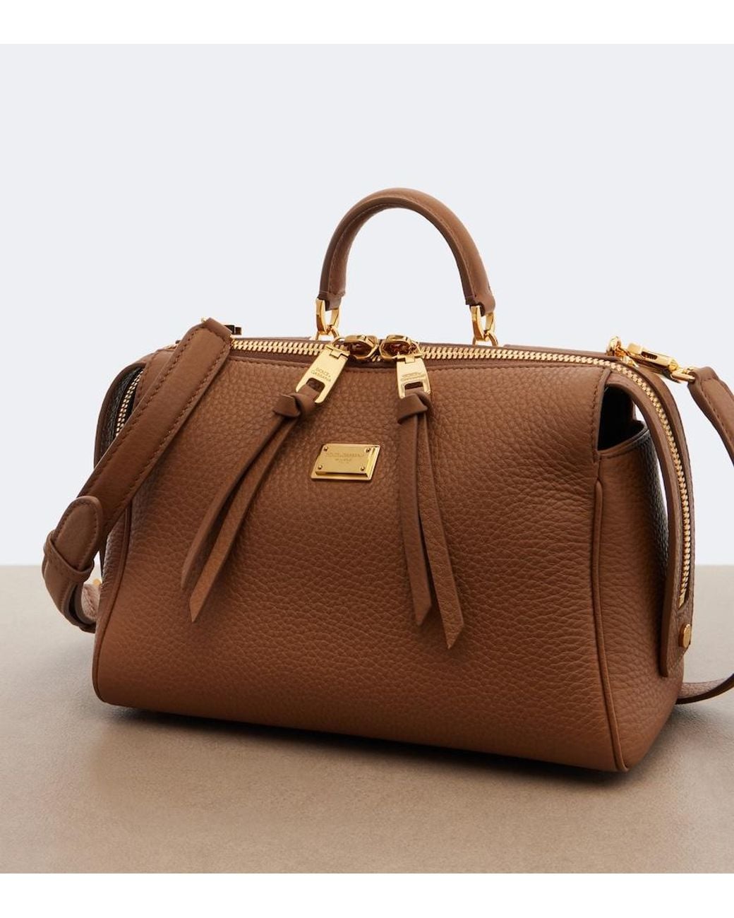 Dolce & Gabbana Brown Vittoria Small Leather Top-Handle Bag