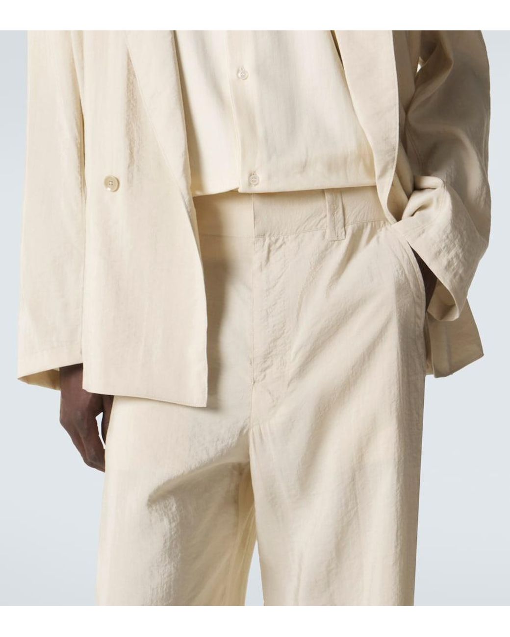 Lemaire Natural Silk-Blend Wide-Leg Pants for men