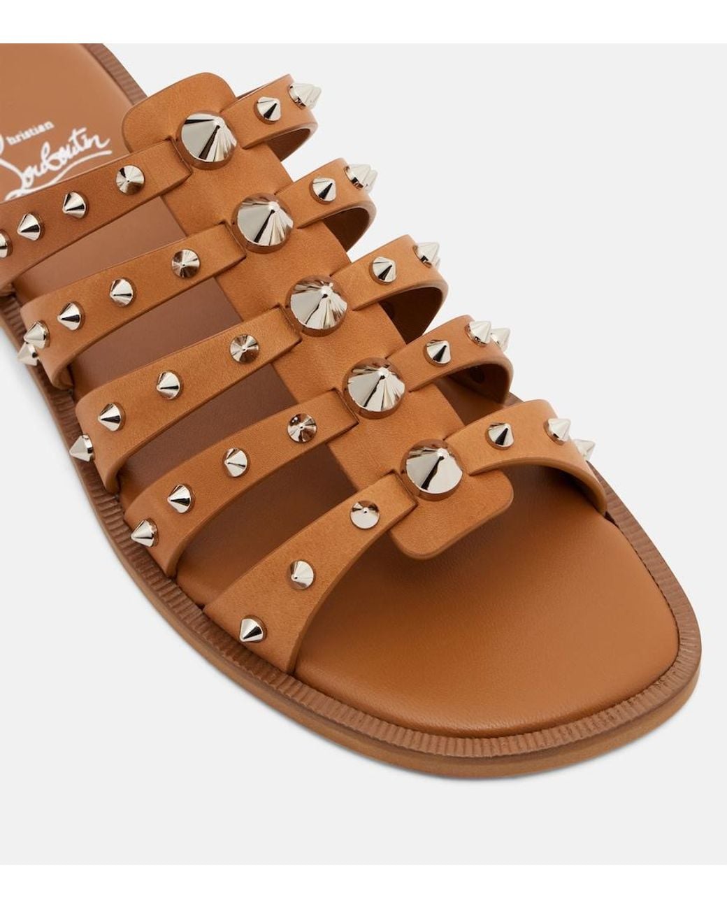 Christian Louboutin Brown Charja Spike Leather Sandal