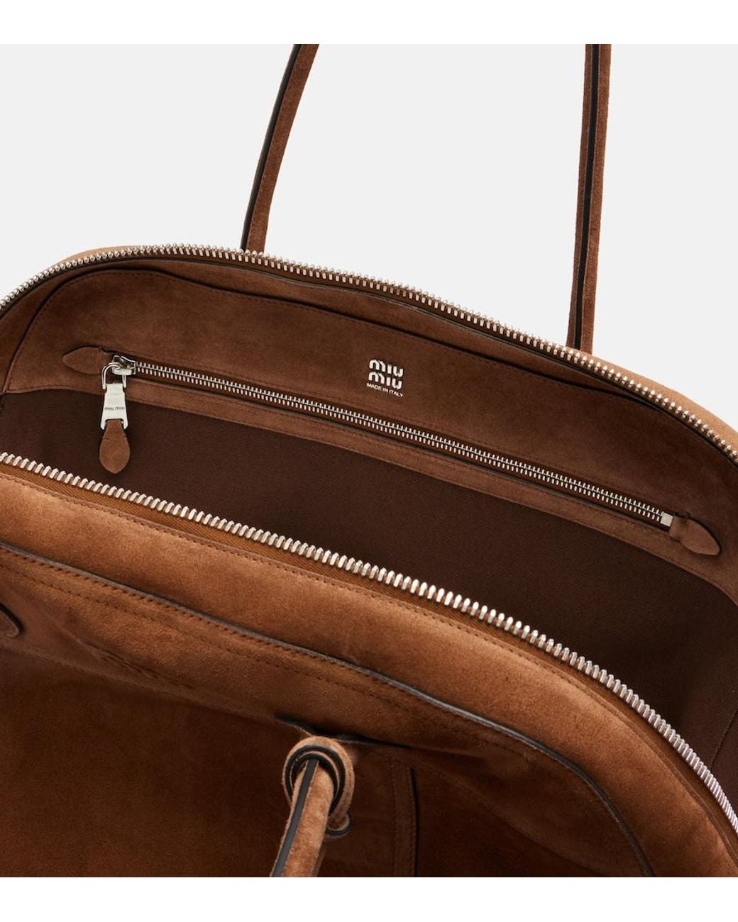 Miu Miu Brown Vivant Large Suede Bowling Bag