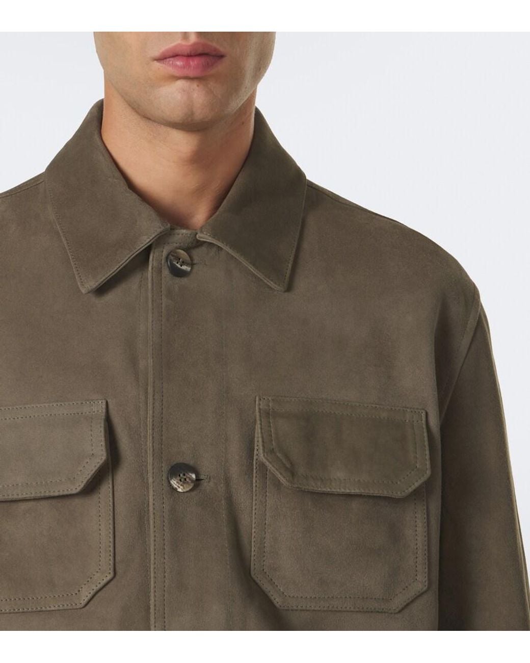 Frescobol Carioca Green Ravi Suede Jacket for men