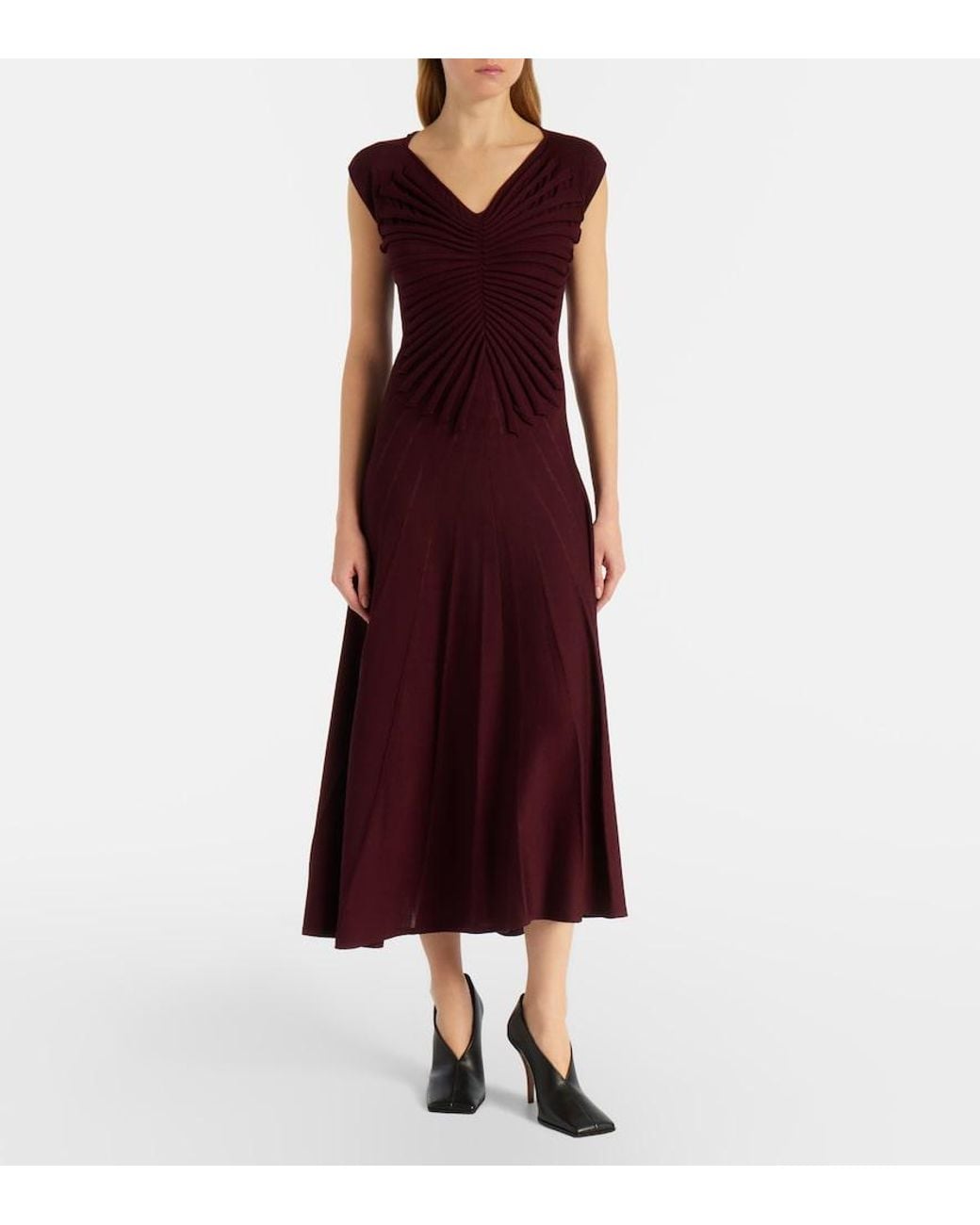 Alaïa Red Virgin Wool Midi Dress
