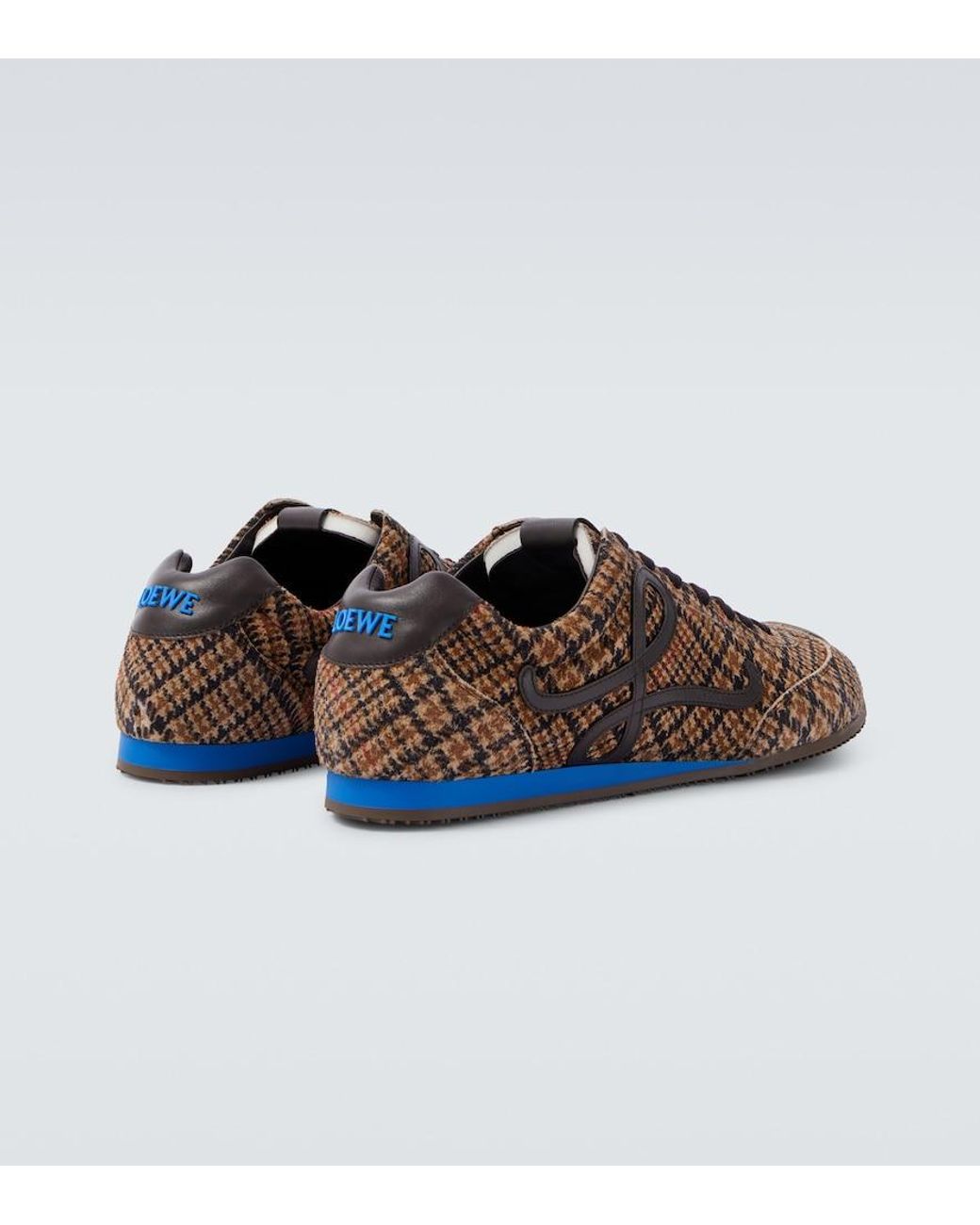 Loewe Brown Ballet Runner 2.0 Leather-trimmed Checked Wool Sneakers for men