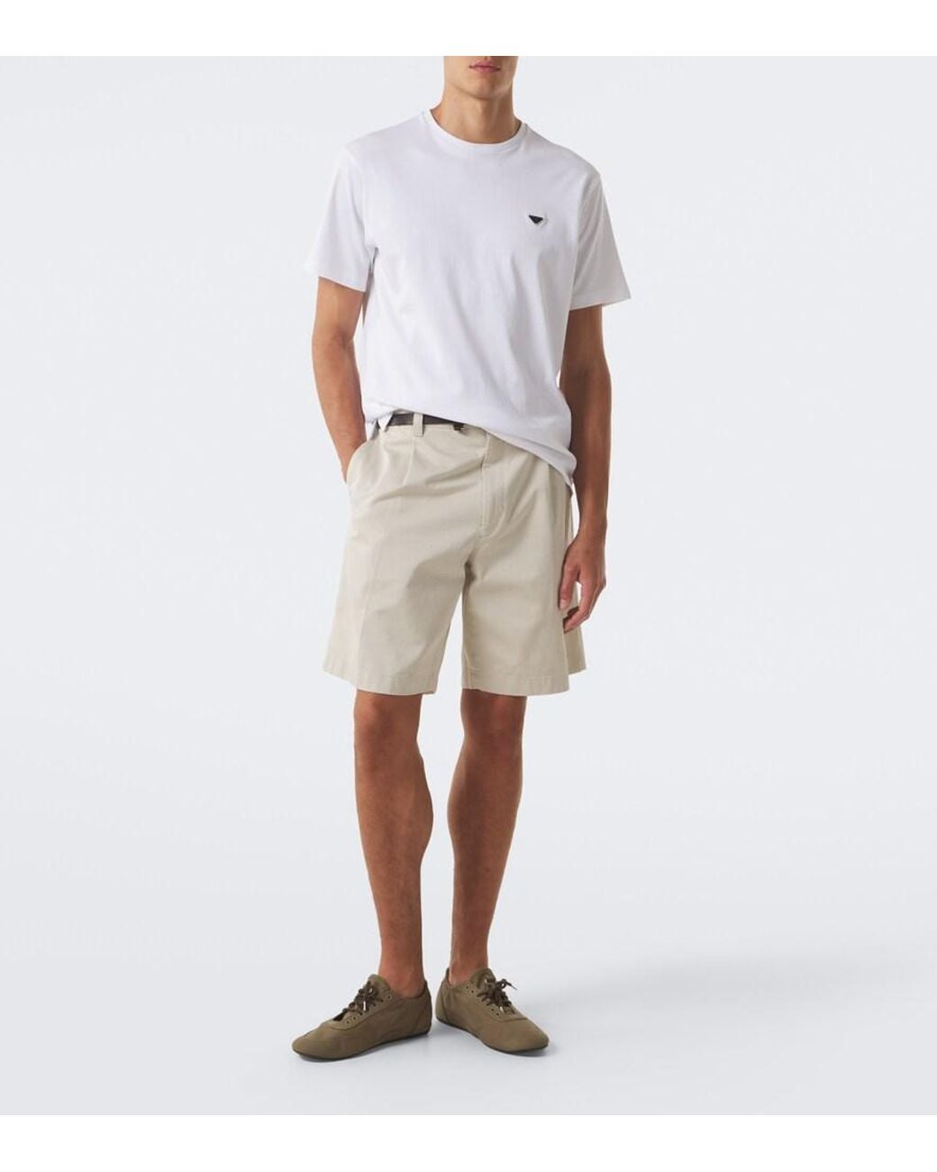 Prada White Logo Cotton Jersey T-Shirt for men