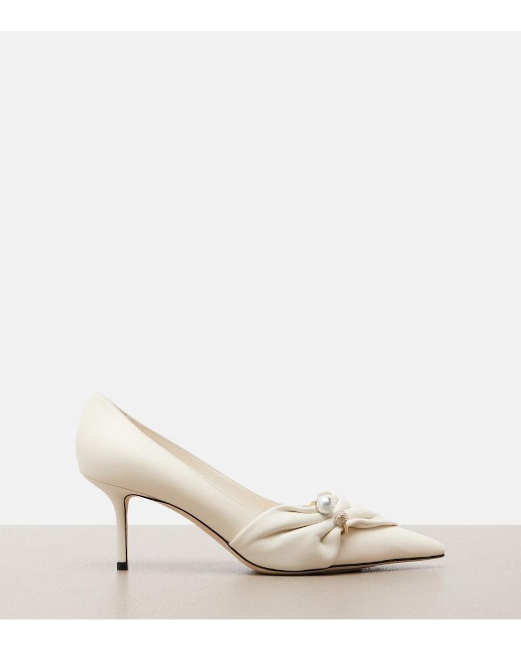 Jimmy Choo White Rafi Embellished Leather Pumps