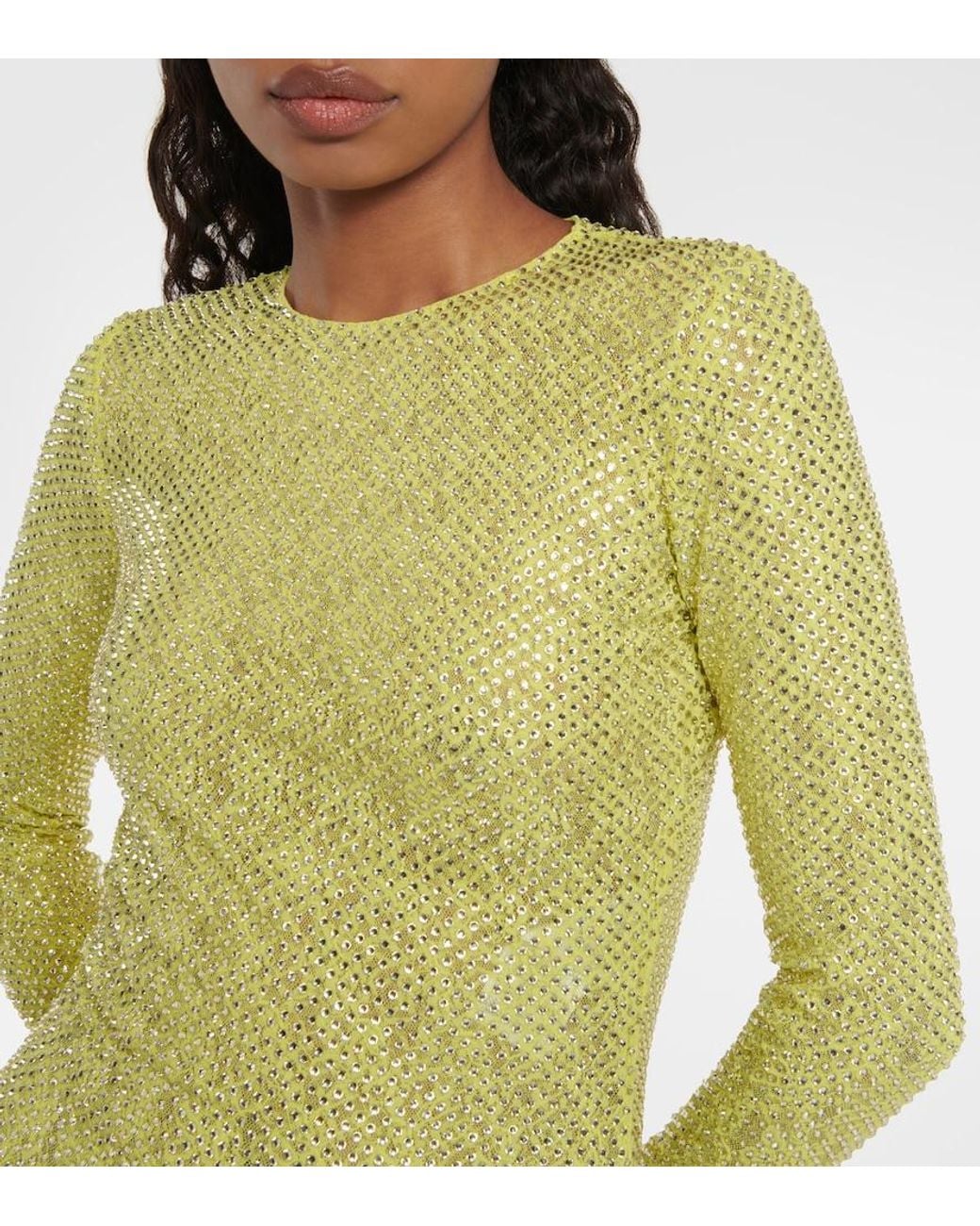 Stella McCartney Yellow Crystal-Embellished Minidress