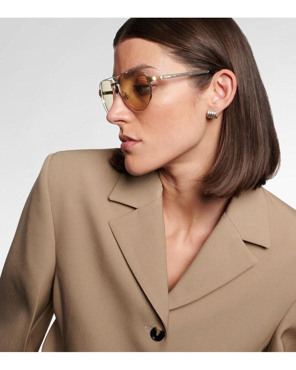 Cartier Natural Santos De Cartier Aviator Sunglasses