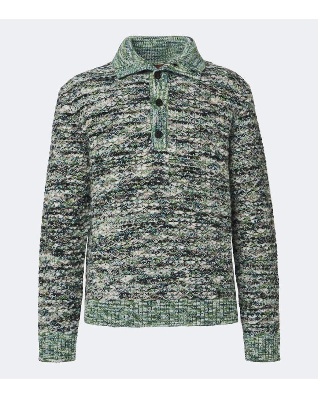 Missoni Green Wool-Blend Polo Sweater for men