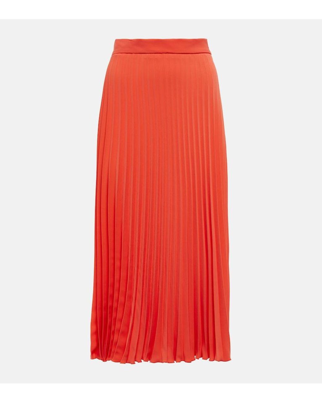 MM6 by Maison Margiela Red Pleated Crepe Midi Skirt