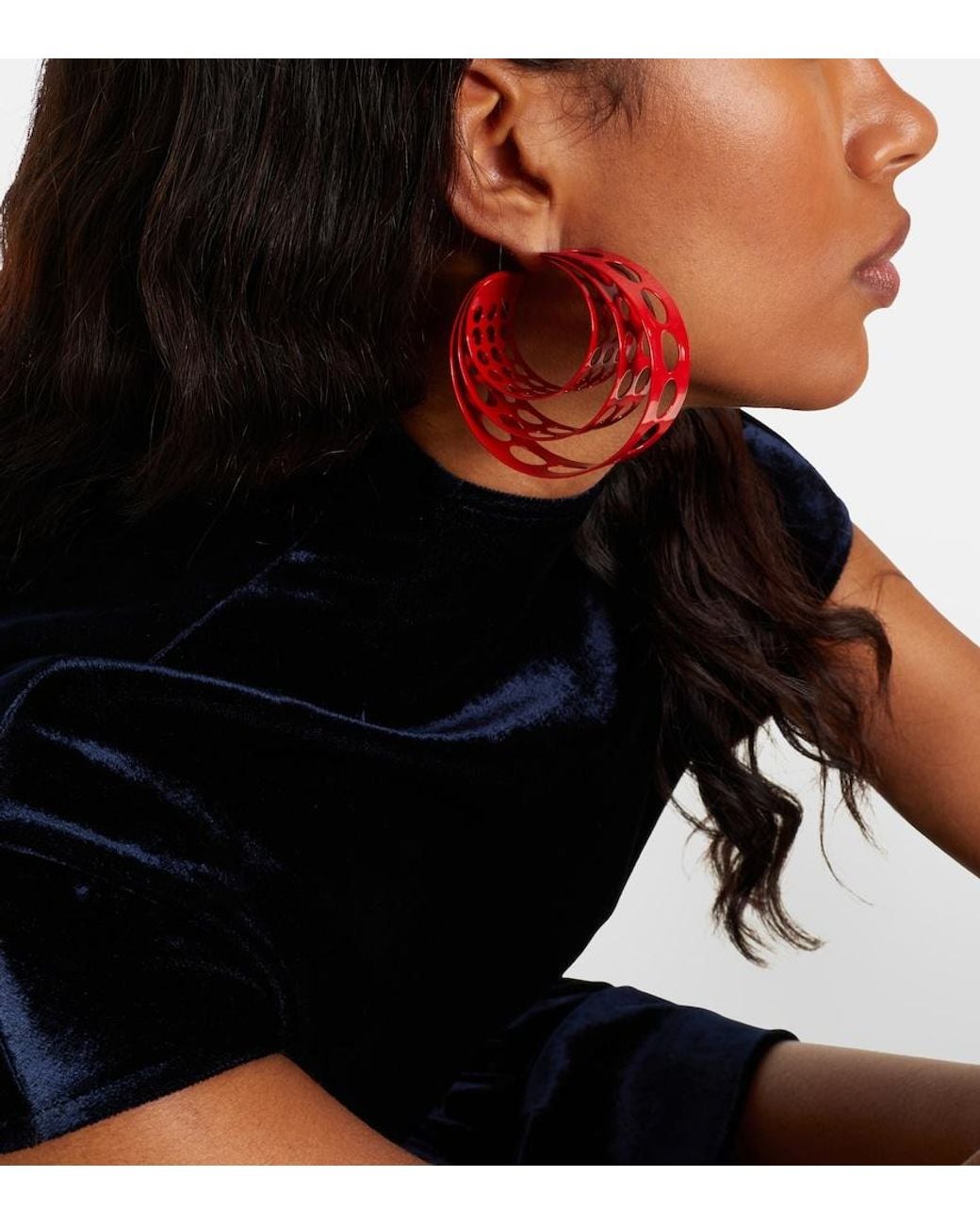 Alaïa Red Medium Hoop Earrings