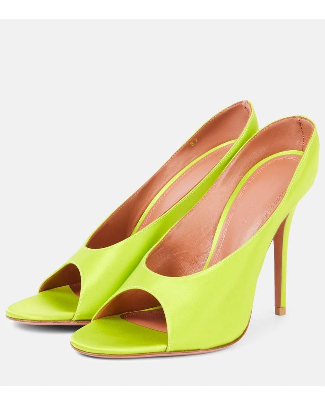 AMINA MUADDI Yellow Anok 105 Satin Mules
