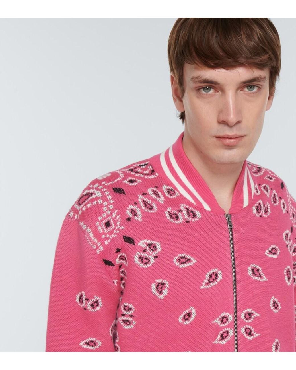 Alanui Pink Bandana Jacquard Cotton Bomber Jacket for men