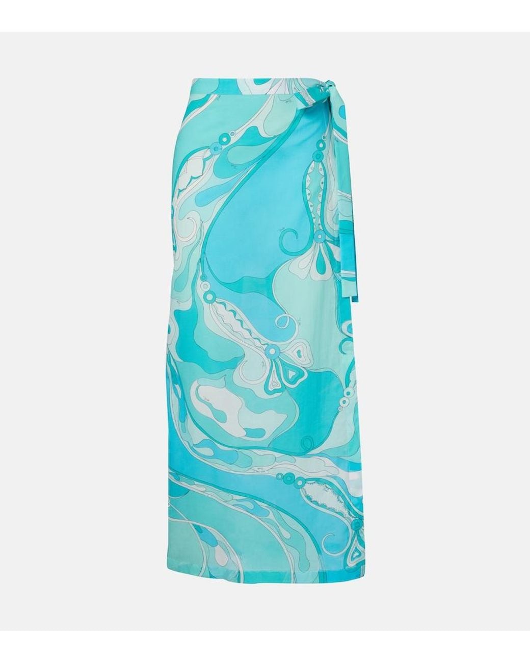 Emilio Pucci Blue Orchidee Cotton Beach Cover-Up
