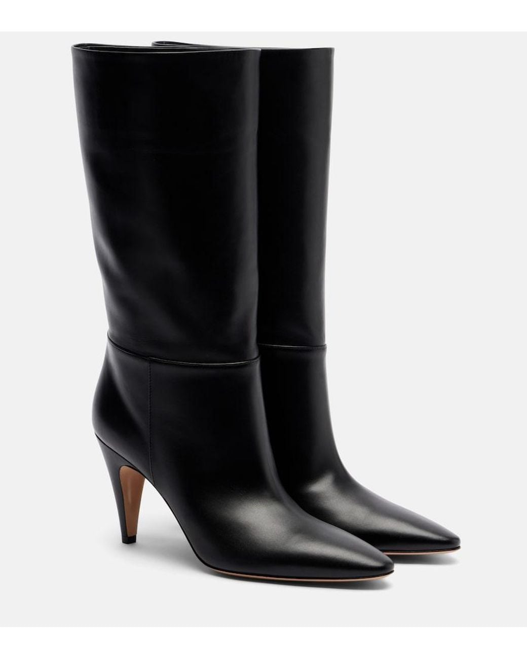 Gianvito Rossi Black Elise 85 Leather Mid-Calf Boots