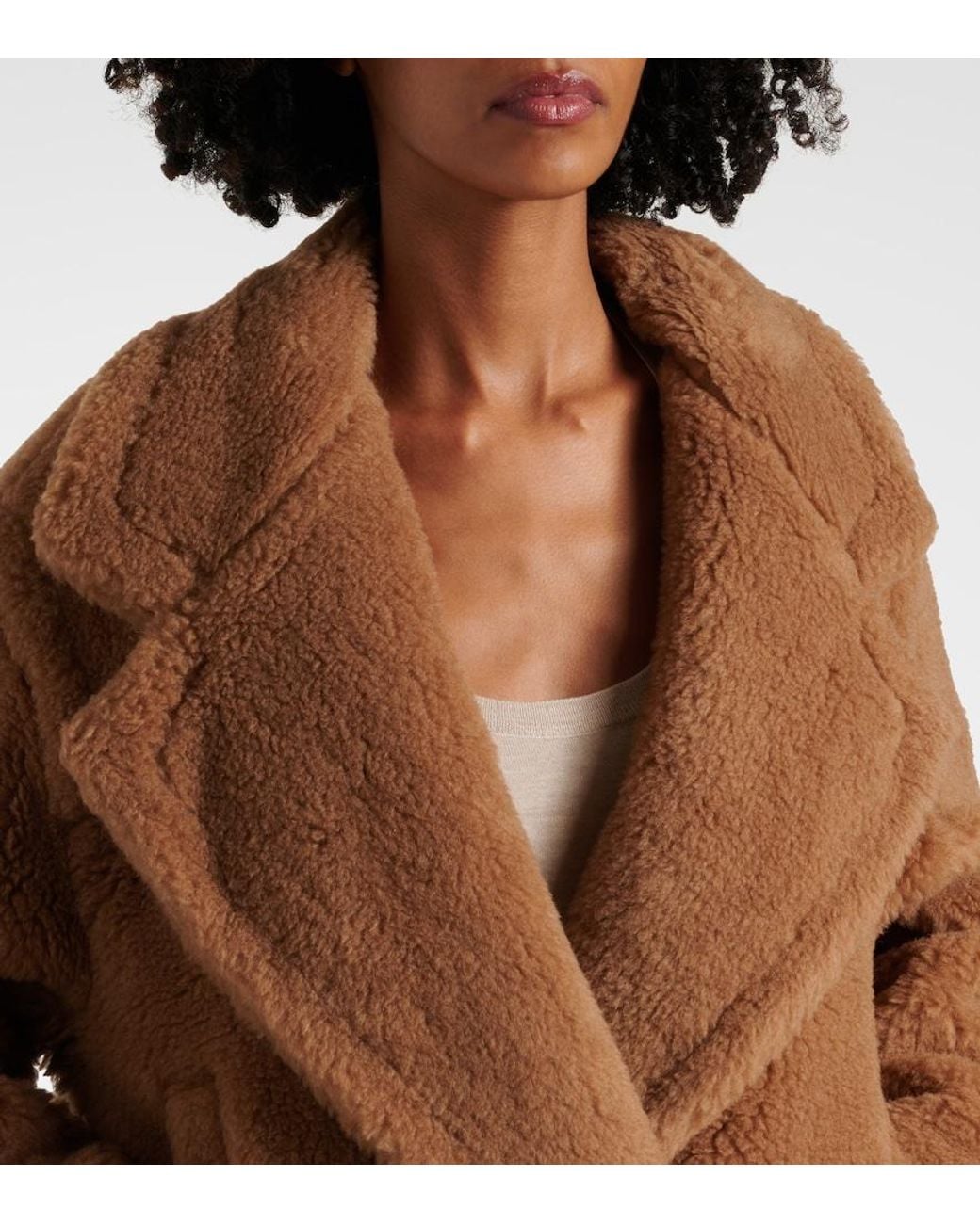 Max Mara Brown Gardone Camel Hair And Silk Teddy Coat