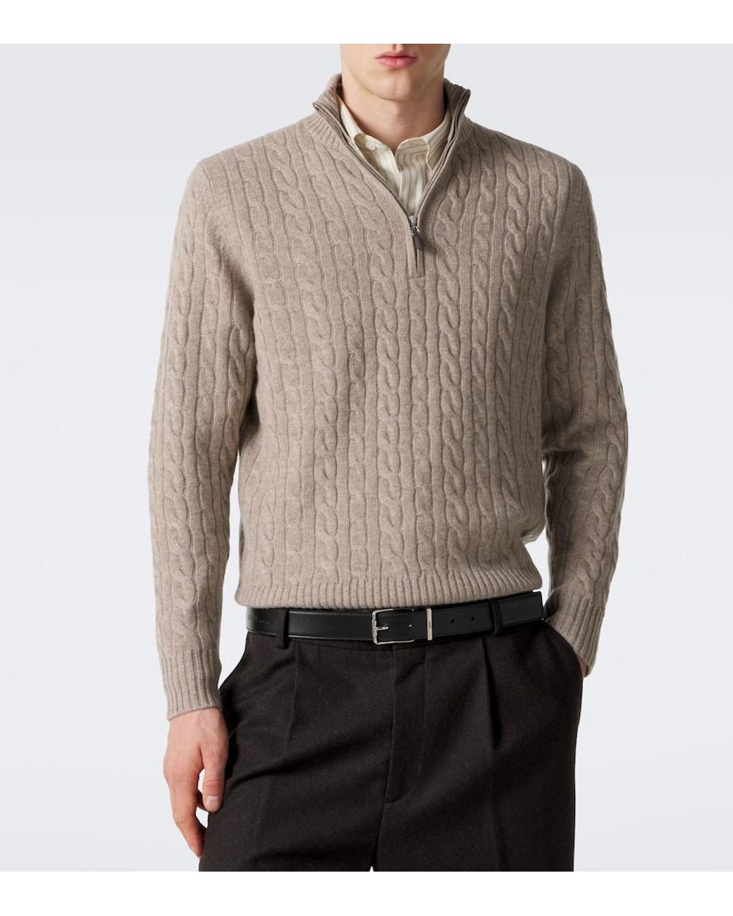 arch4 Gray Thames Cable-Knit Cashmere Sweater for men
