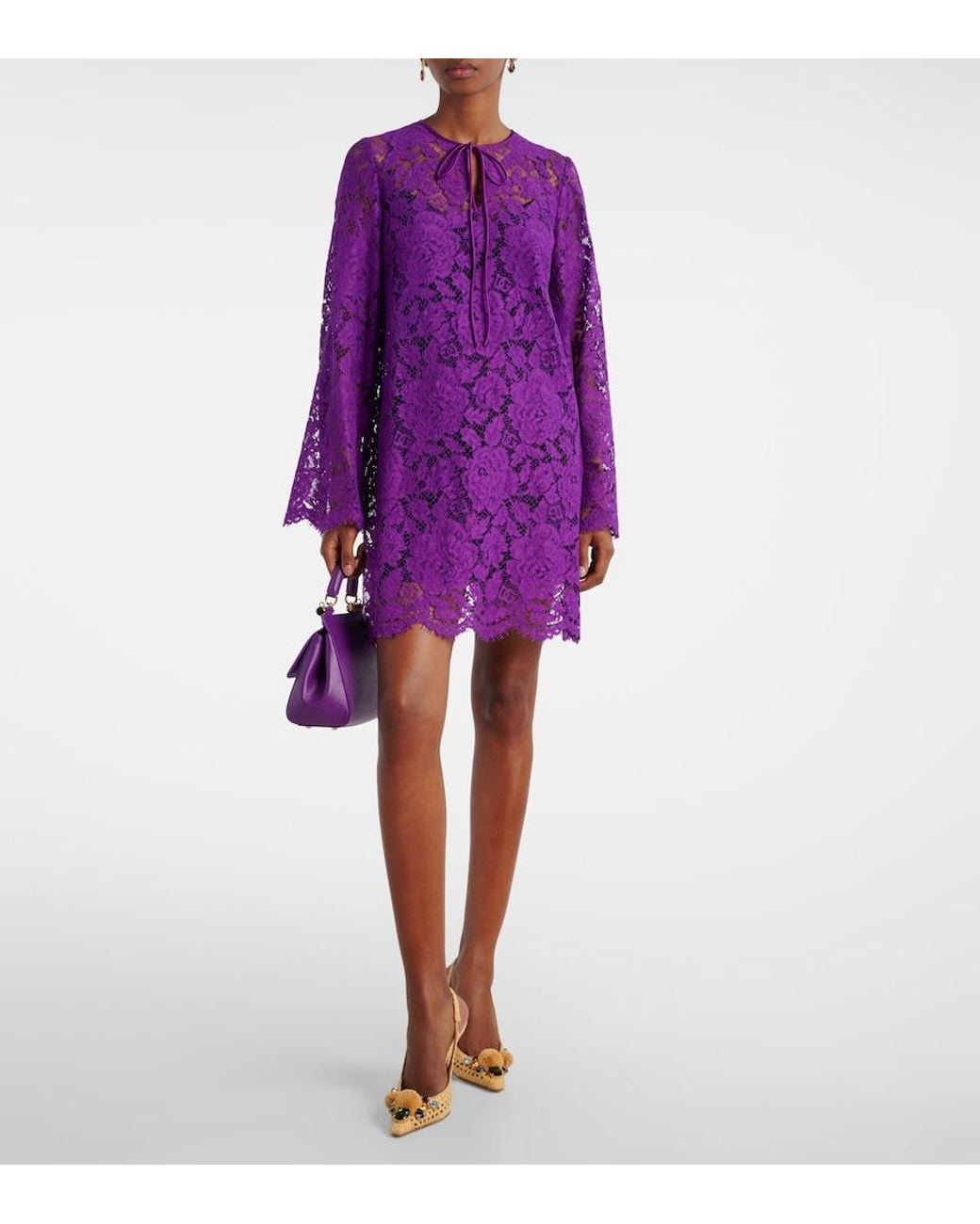 Dolce & Gabbana Purple Lace Minidress