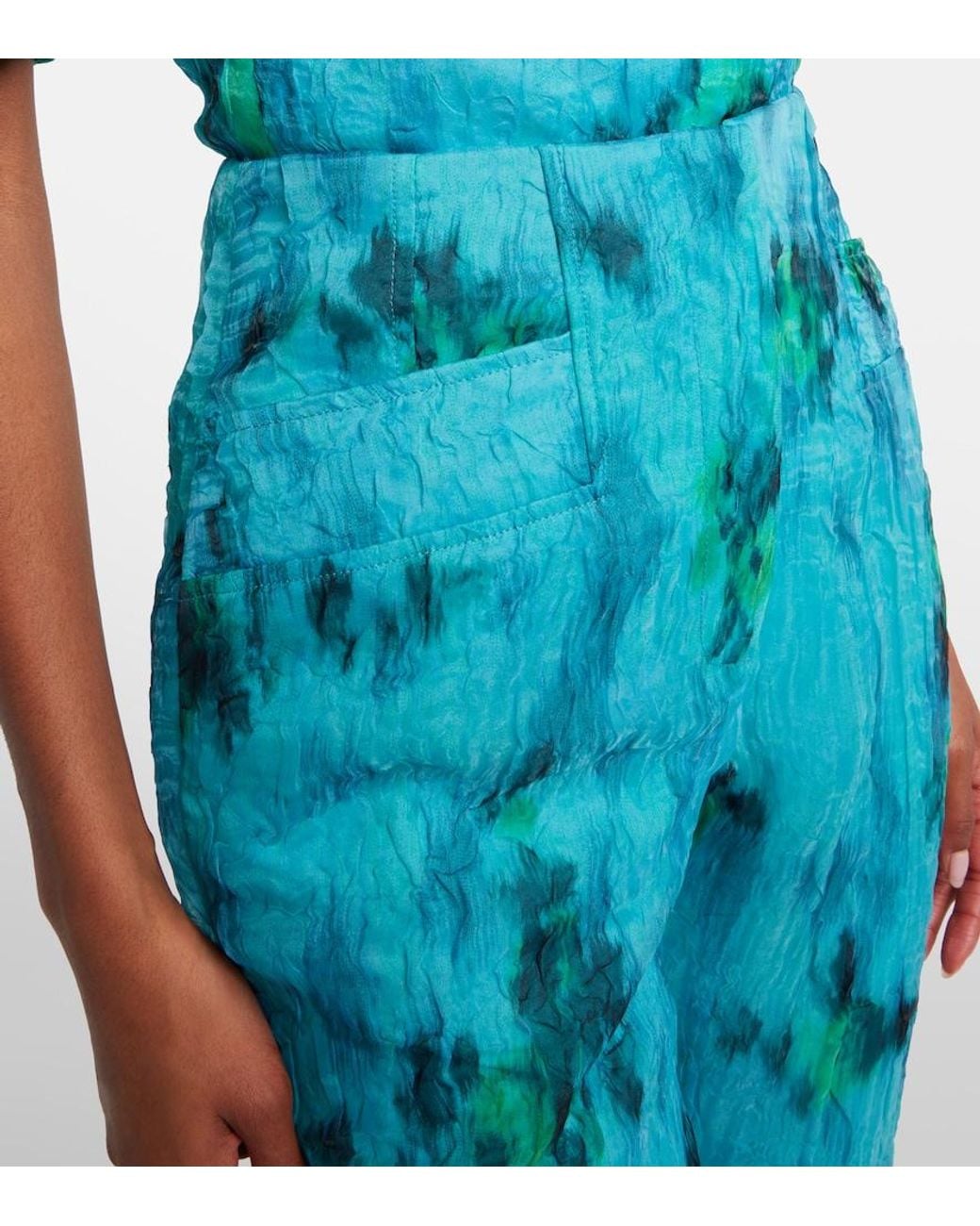 Ganni Blue Printed Capri Pants
