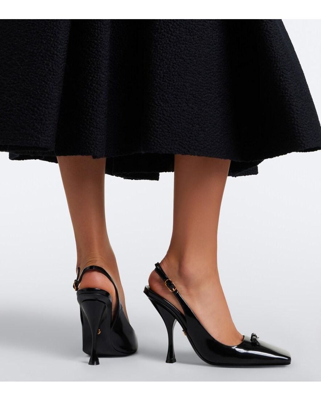Dolce & Gabbana Black Patent Leather Slingback Pumps