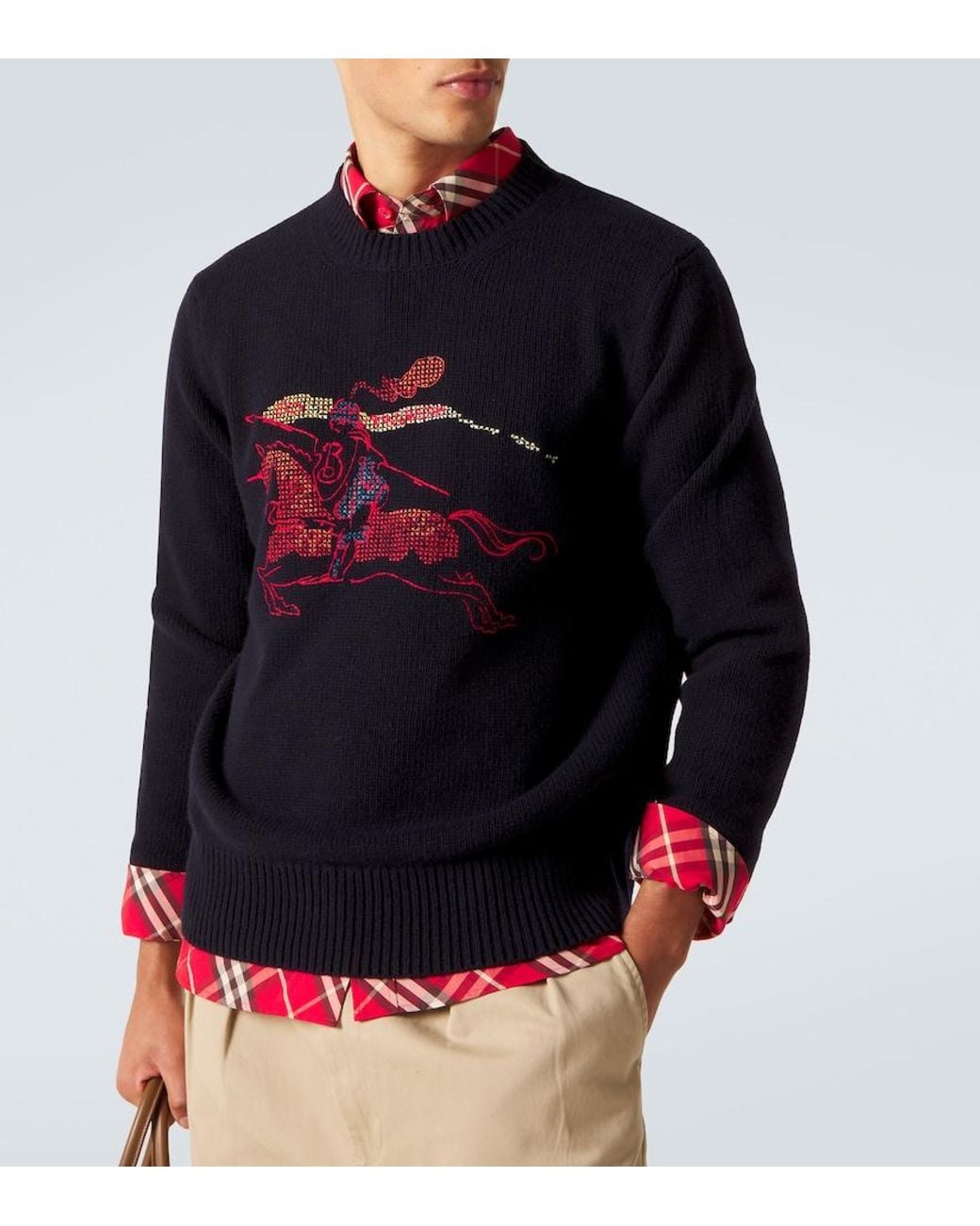 Burberry Blue Ekd Wool And Cashmere Sweater for men