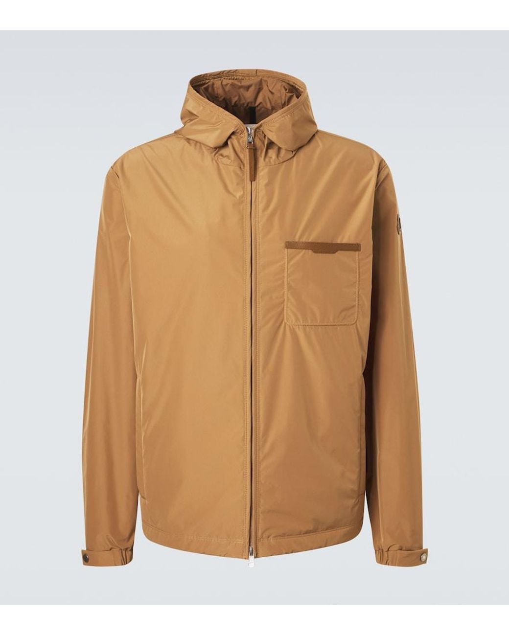 Moncler Brown Leather-Trimmed Jacket for men