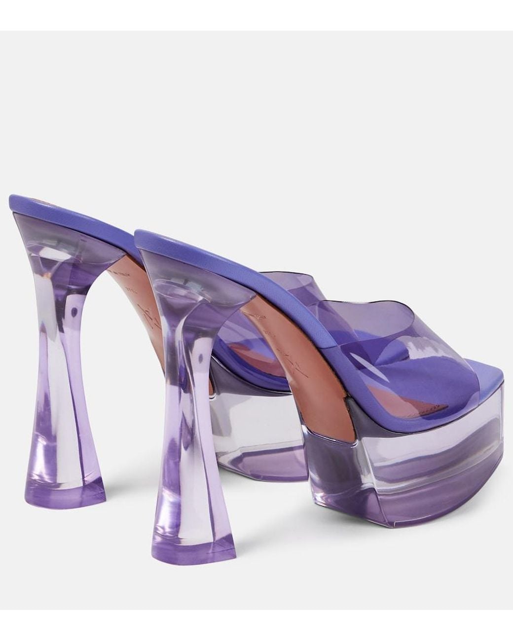 AMINA MUADDI Purple Dalida Glass Pvc Platform Mules