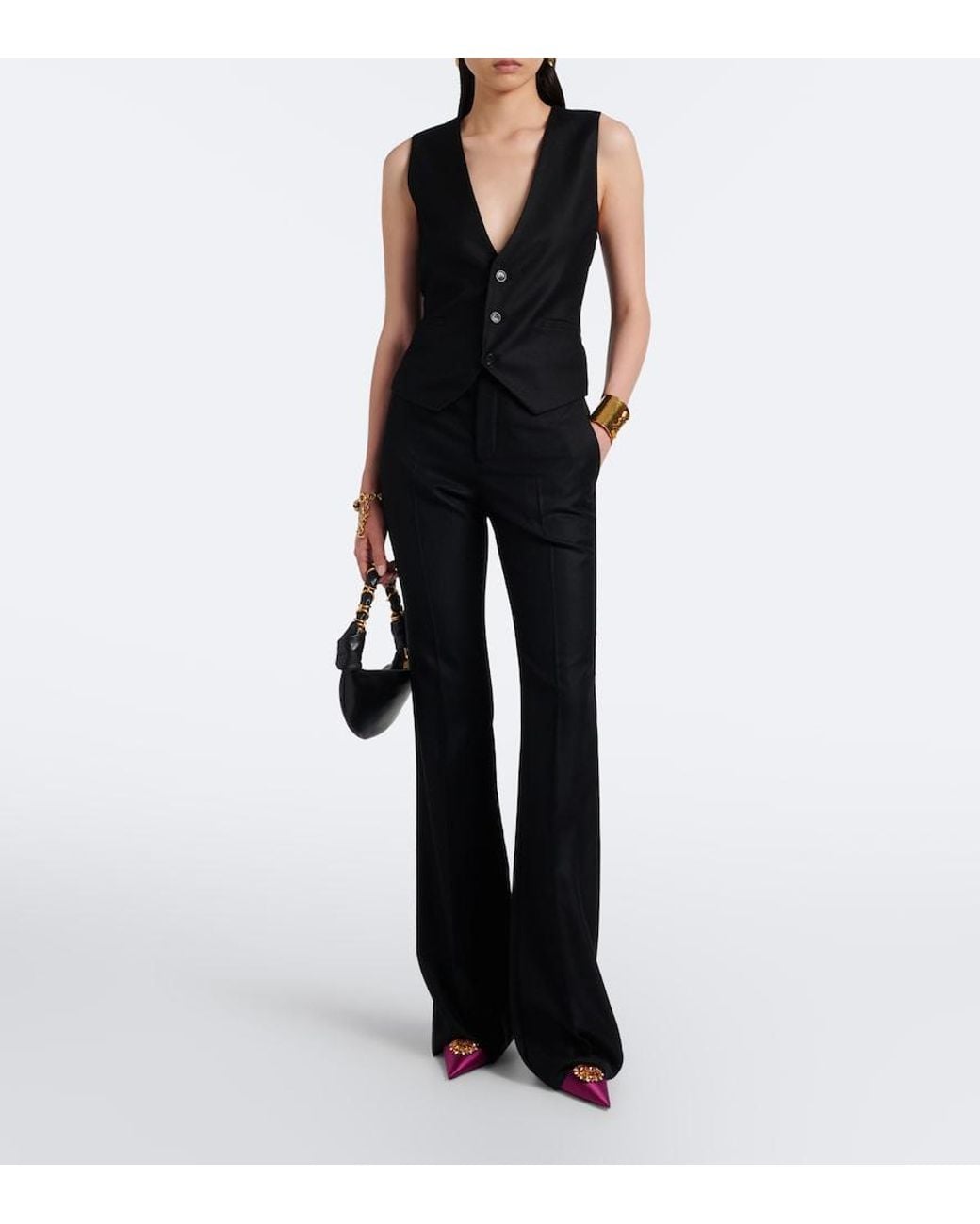 Saint Laurent Pink Cosmo Embellished Satin Crepe Mules