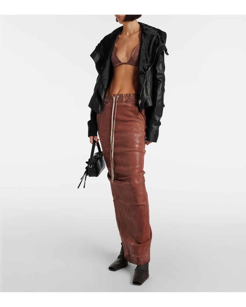 Rick Owens Brown Denim Maxi Skirt