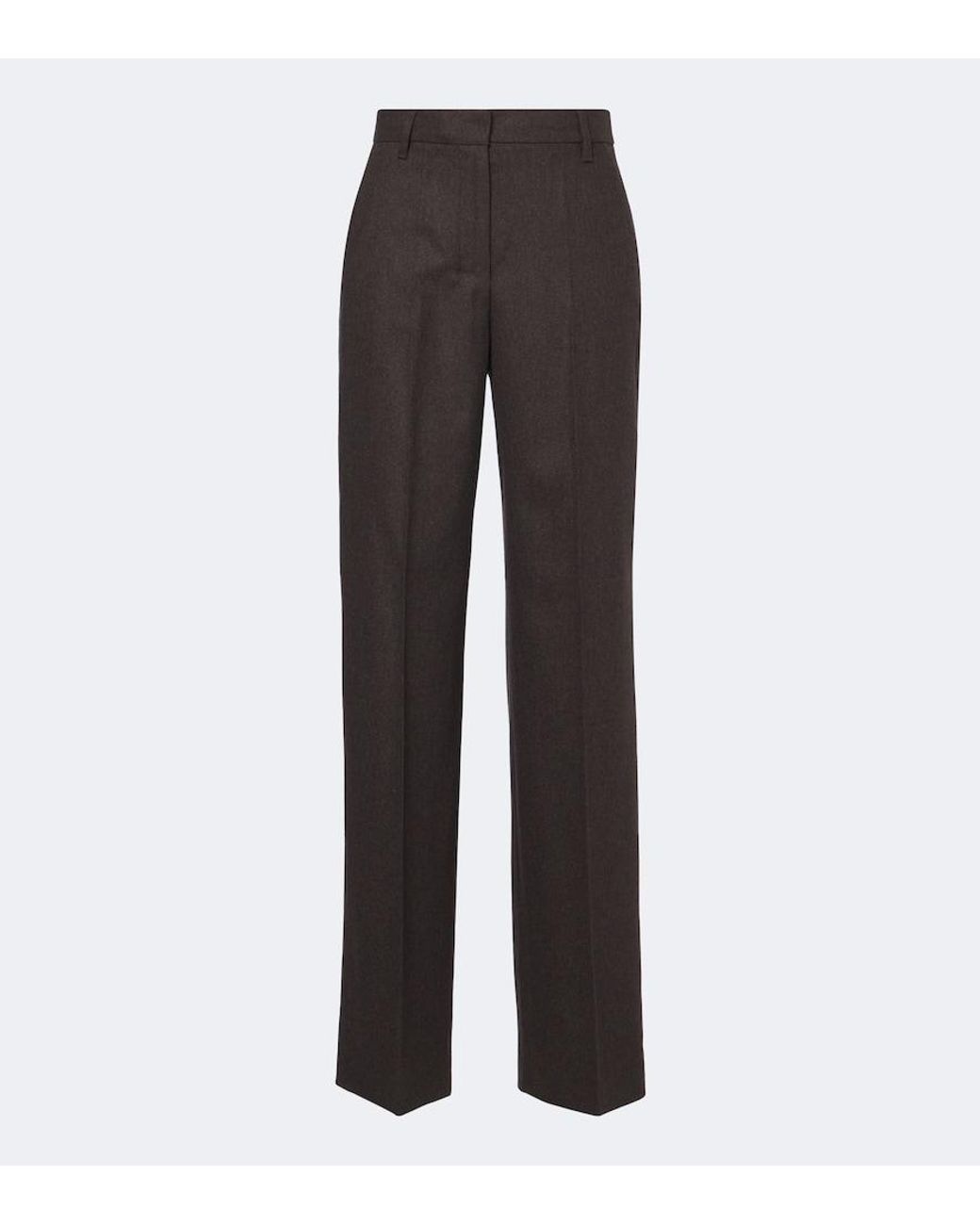 Max Mara Brown Wool Wide-Leg Pants