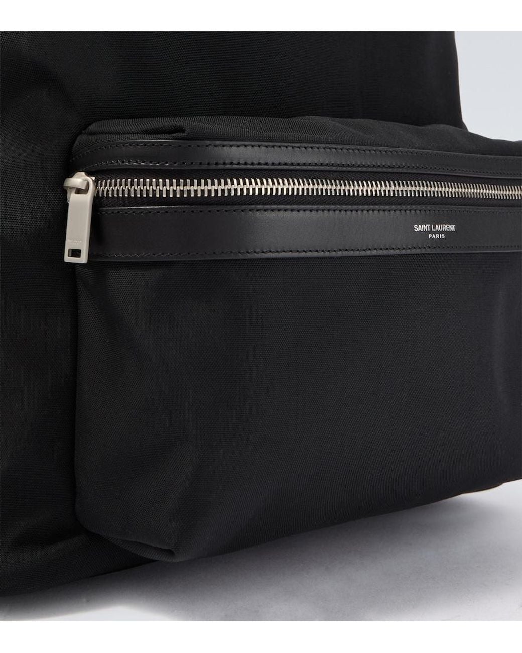 Saint Laurent Black City Leather-Trimmed Canvas Backpack for men