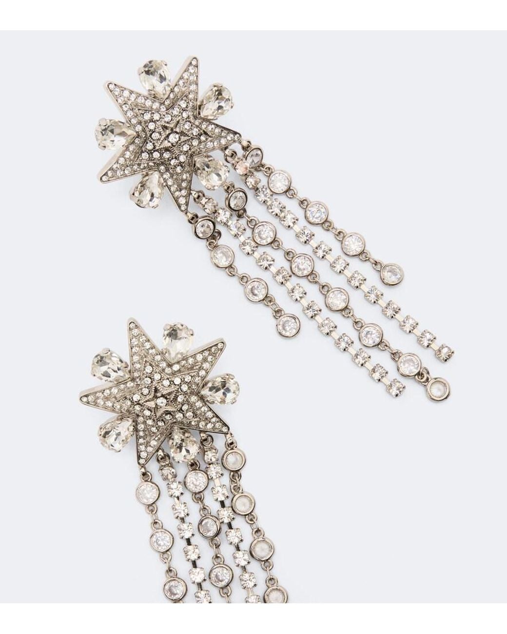 Dolce & Gabbana White Star Embellished Clip-On Drop Earrings