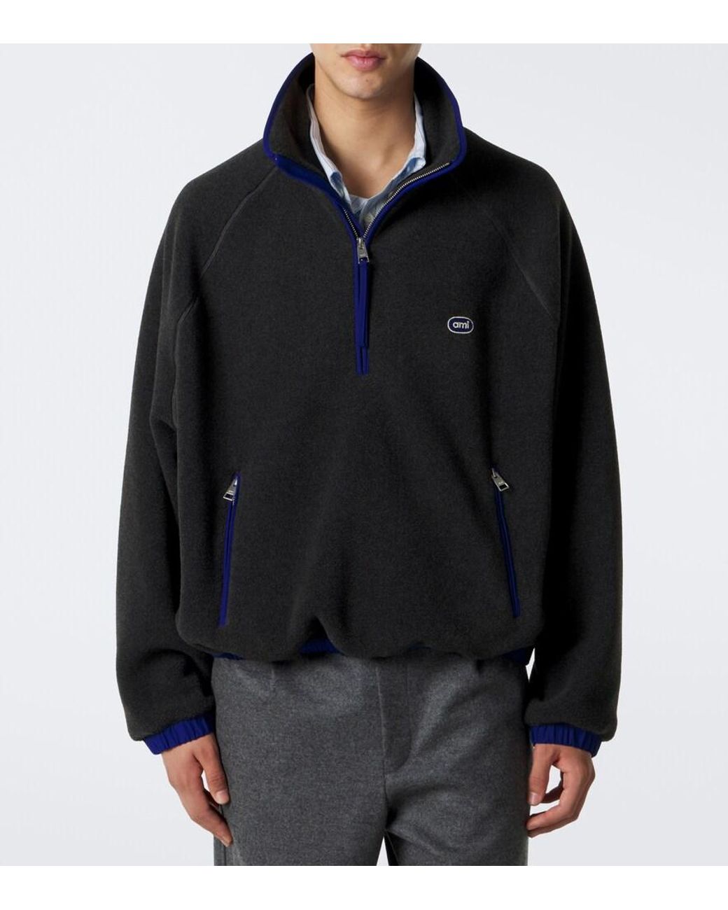 AMI Black Oversized Fleece Jacket for men