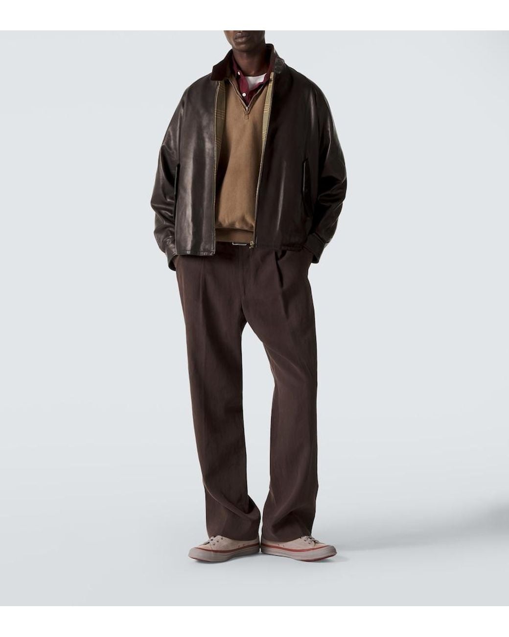 A.PRESSE Brown Cotton Fleece Half-Zip Sweatshirt for men