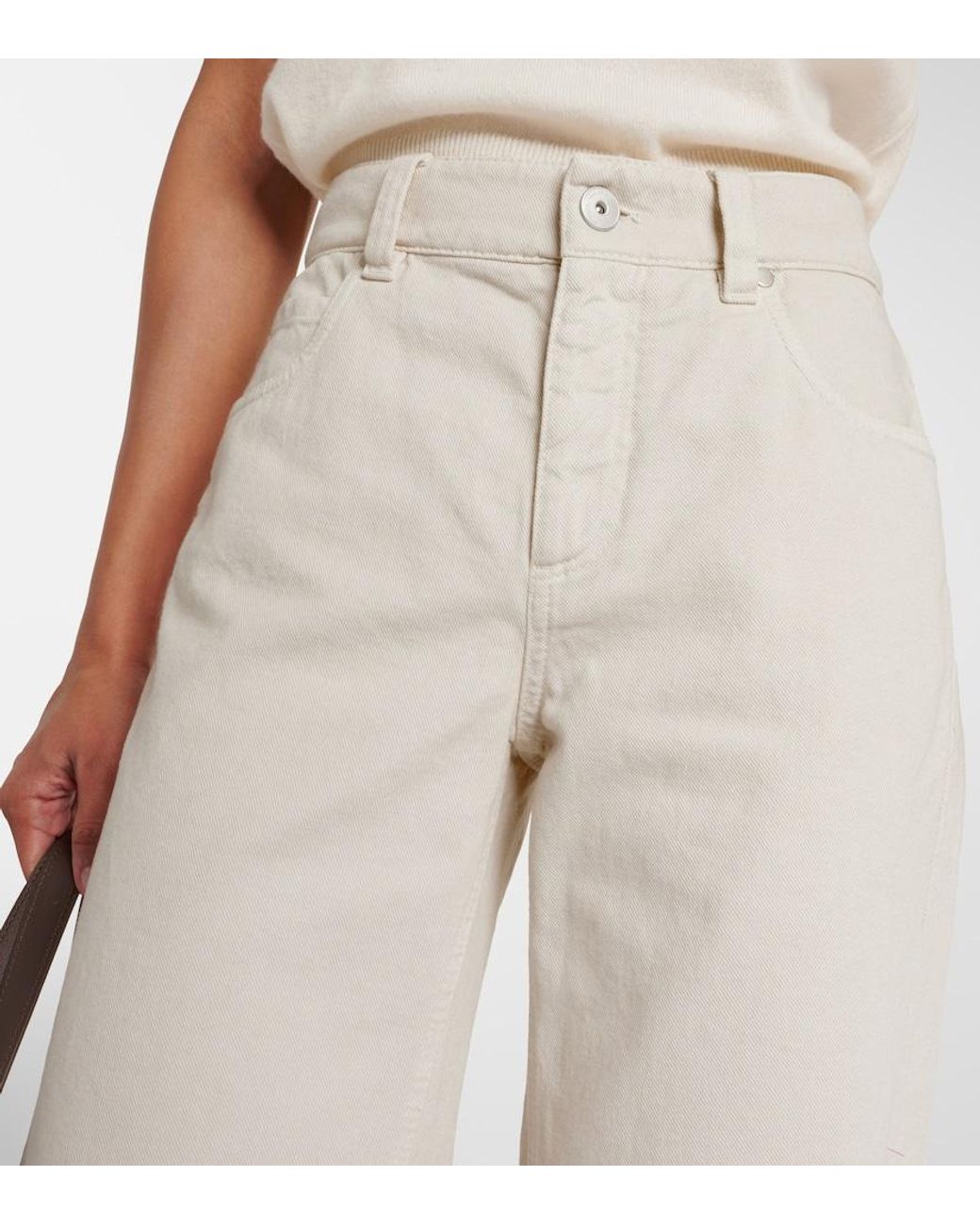 Brunello Cucinelli Natural Mid-Rise Straight Jeans