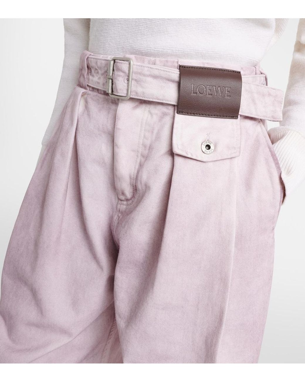 Loewe Pink Belted Wide-Leg Jeans