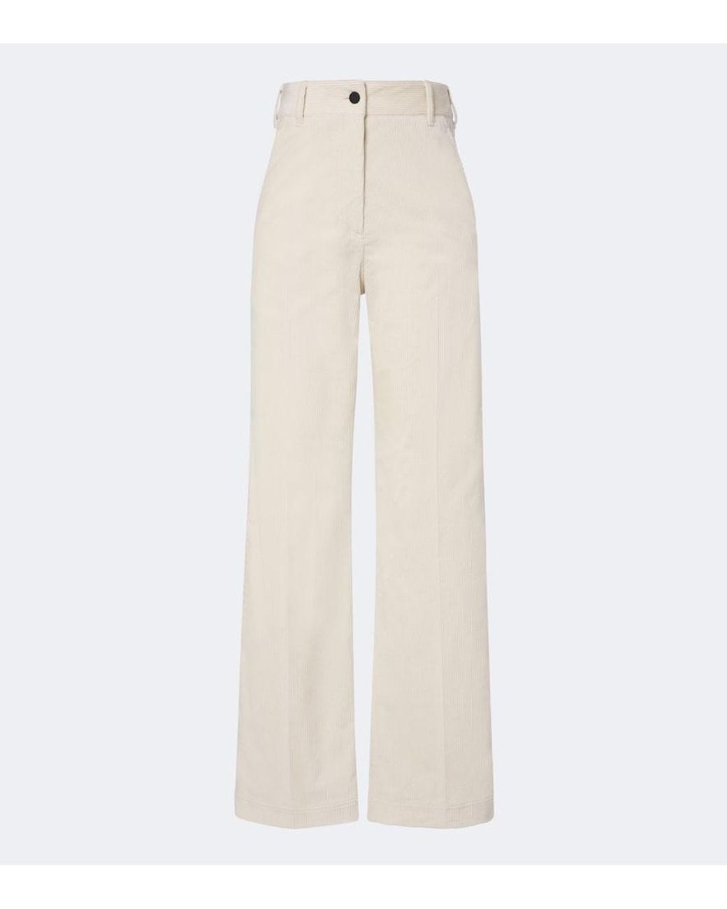 Moncler White Cotton Corduroy Wide-Leg Pants