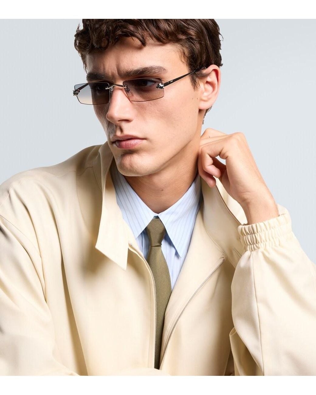 Cartier Blue Panthere De Cartier Rectangular Sunglasses for men