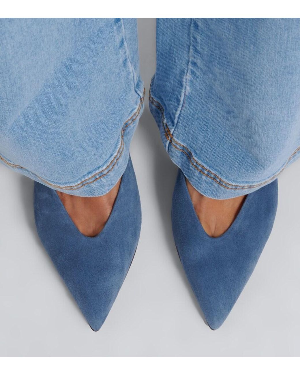 Aquazzura Blue Bisous Suede Mule