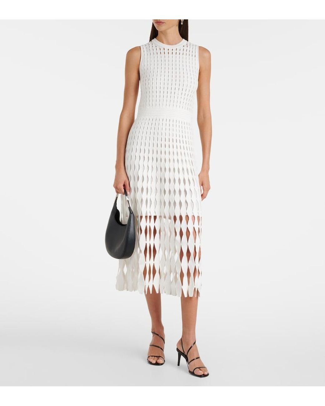 Jonathan Simkhai White Zyla Open-Knit Midi Dress